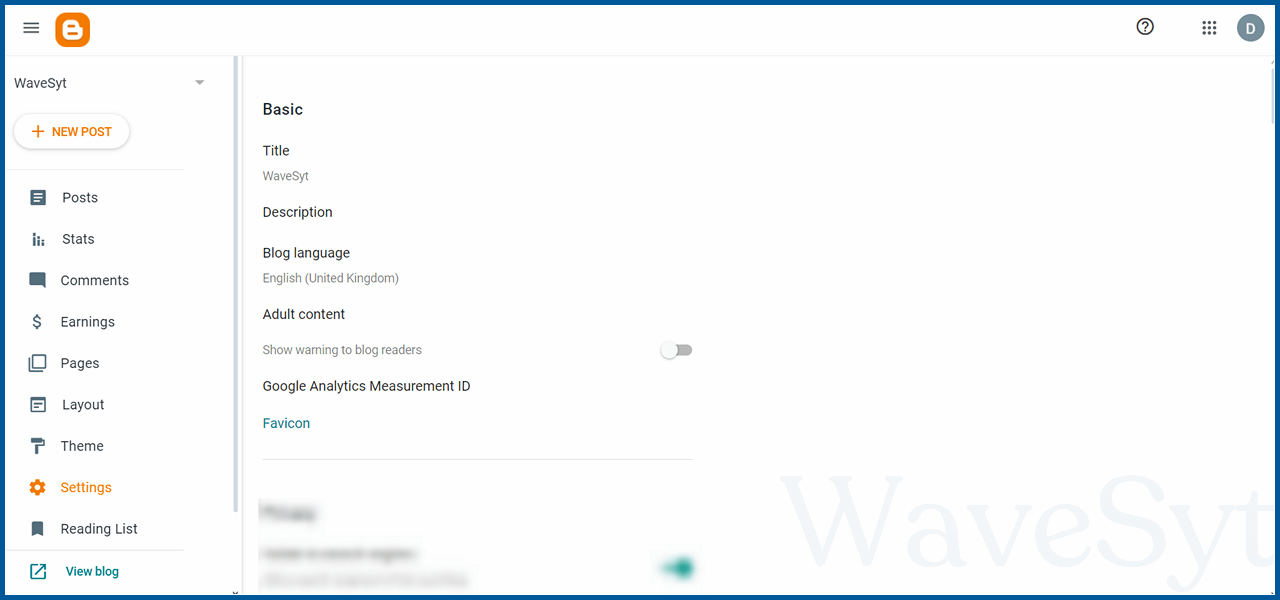 Blogger Basic Setting
