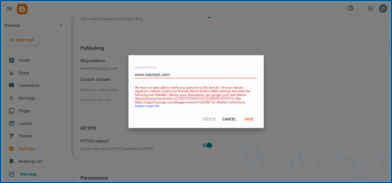 Blogger Custom Domain