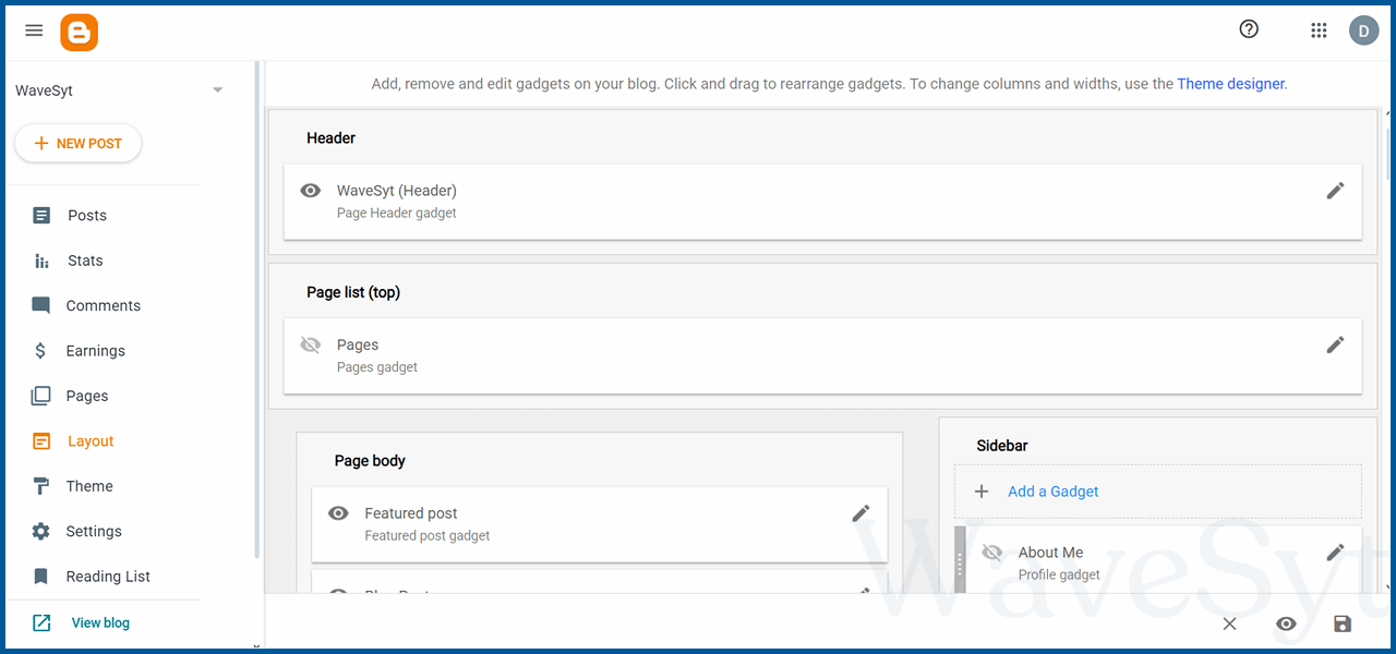 Blogger Layout Setting