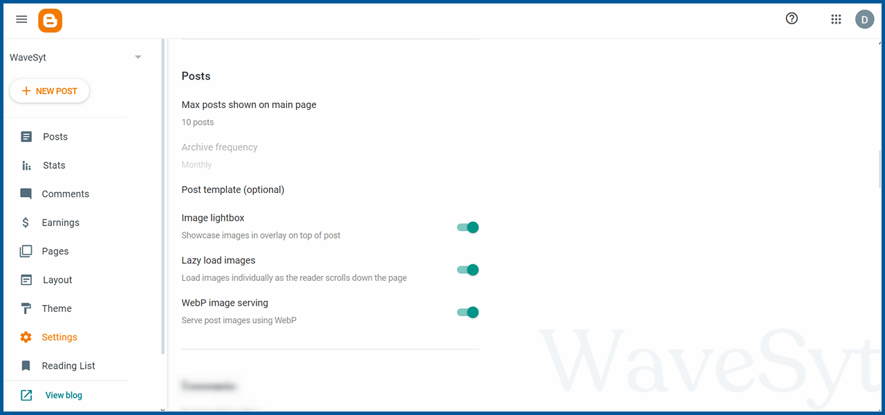 Blogger Post Setting