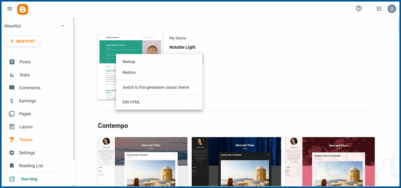 Blogger Theme Setting