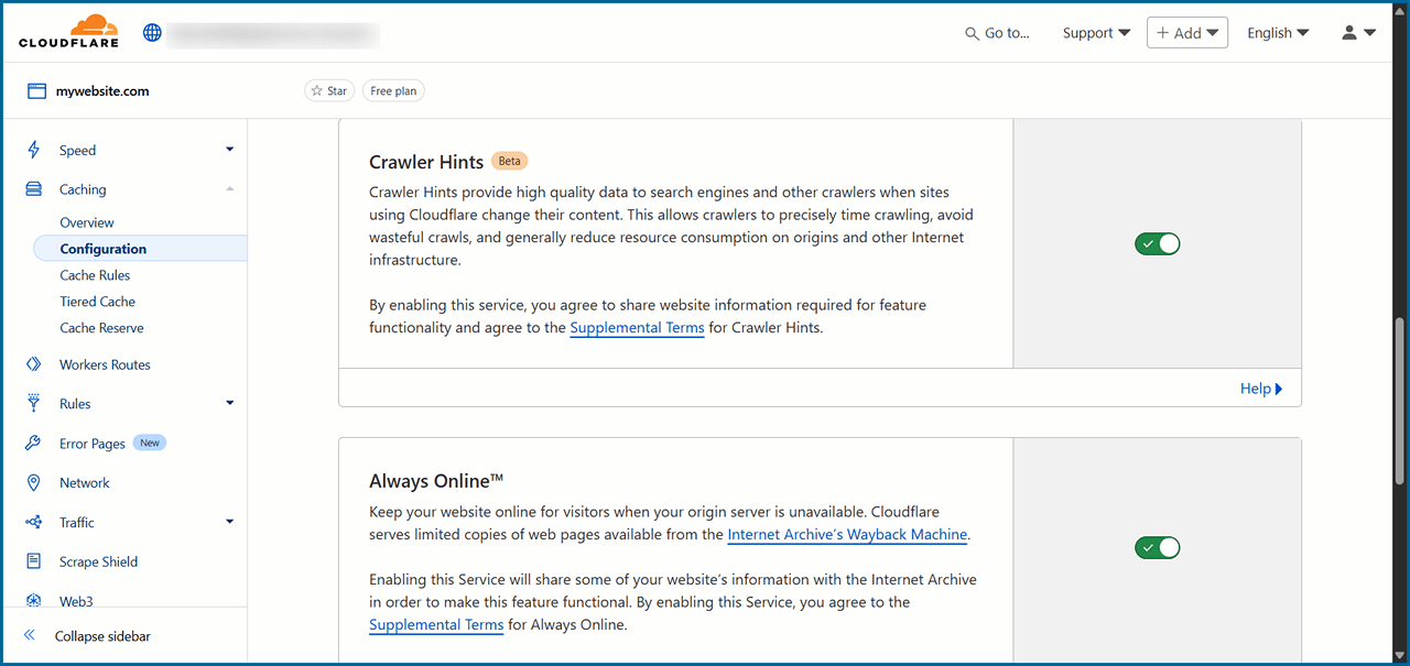 Cloudflare Caching