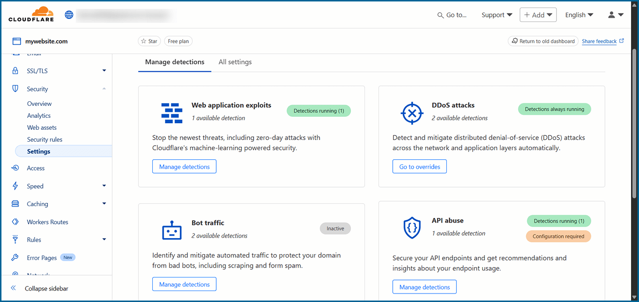 Cloudflare Security Settings