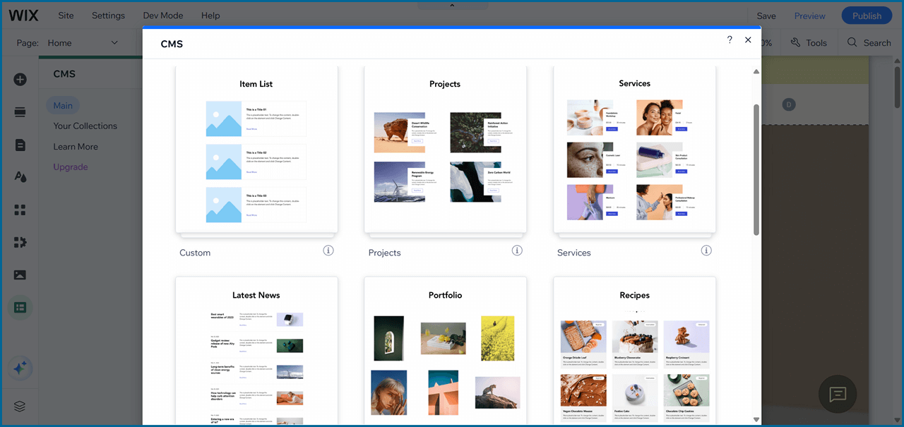 Wix CMS Option