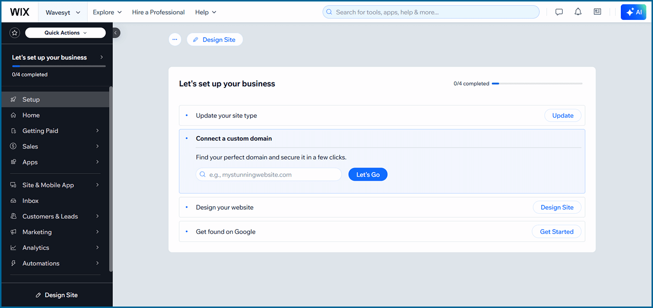 Wix Dashboard