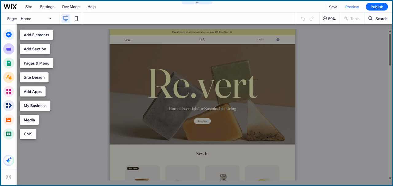 Wix Site Editor